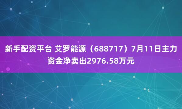新手配资平台 艾罗能源（688717）7月11日主力资金净卖出2976.58万元